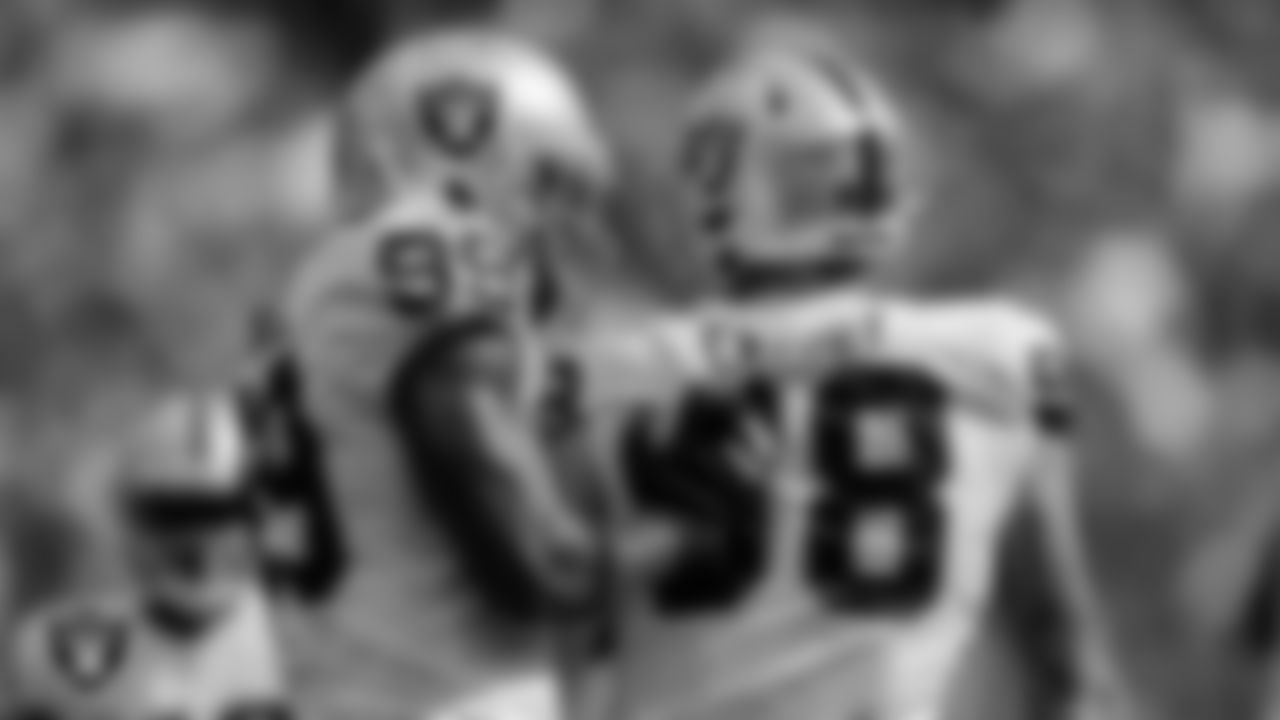 Las Vegas Raiders defensive end Clelin Ferrell (99) and defensive end Maxx Crosby (98) during the regular season away game against the Tennessee Titans at Nissan Stadium.