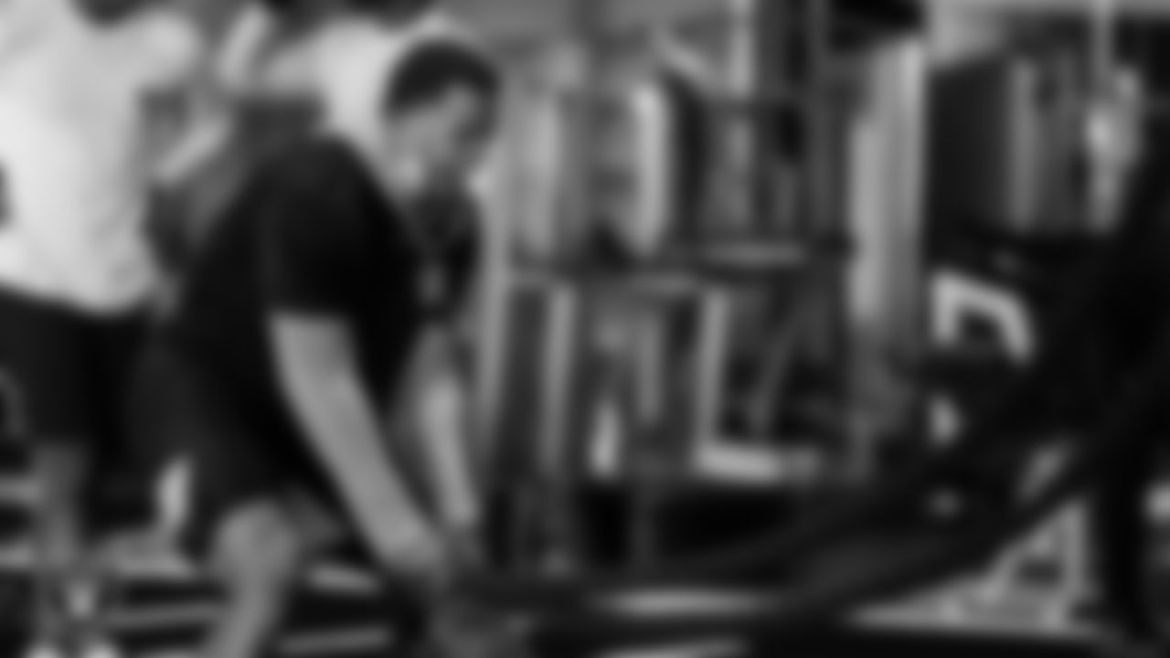 Las Vegas Raiders safety Johnathan Abram (24) in the weight room for a workout at 2020 Training Camp