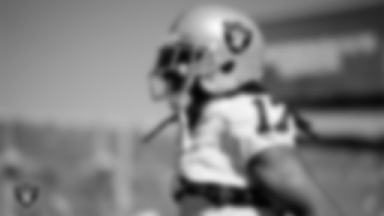 Las Vegas Raiders wide receiver Davante Adams (17) warming up before the regular season away game against the Chicago Bears at Soldier Field.