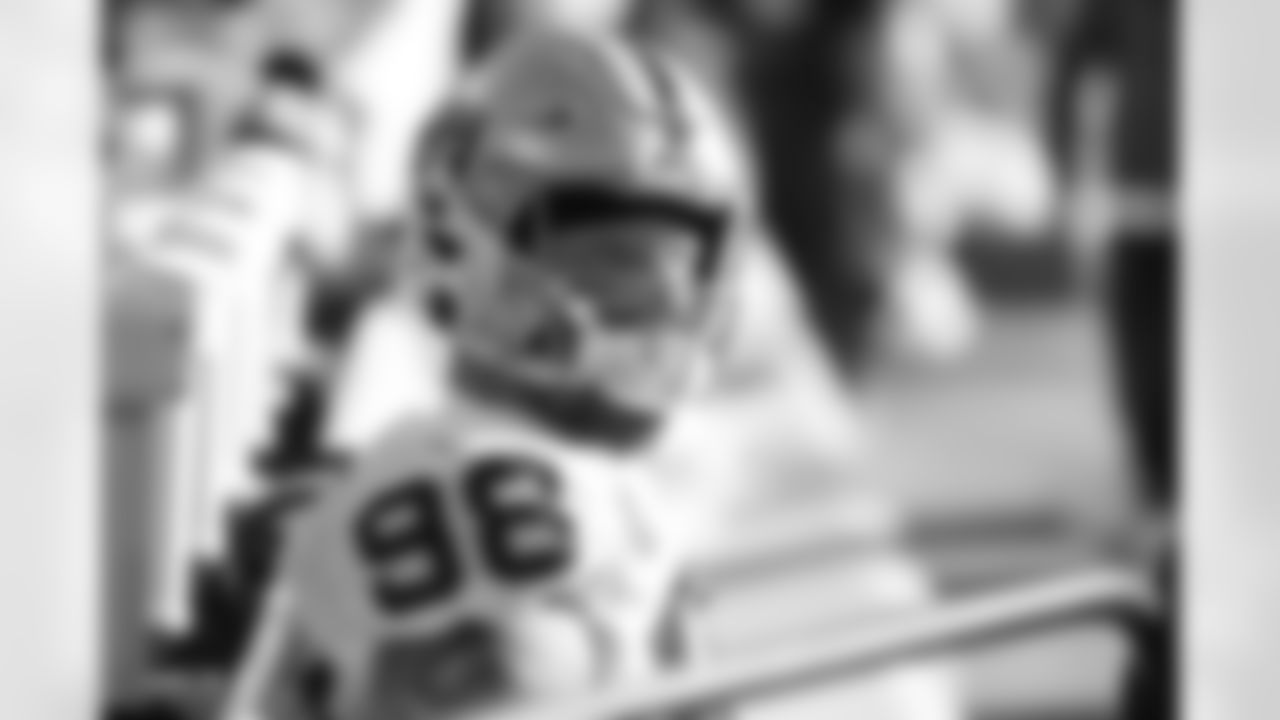 Las Vegas Raiders defensive end Maxx Crosby (98) on the bench during the regular season away game against the Kansas City Chiefs.
