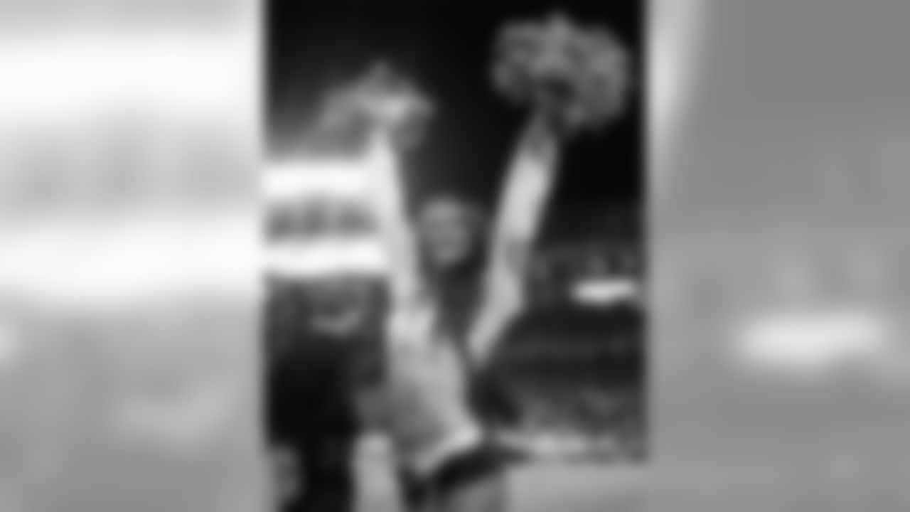 Raiderette Maddy on the sidelines at the Raiders game against the Denver Broncos.
