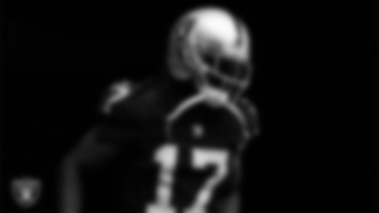 Las Vegas Raiders wide receiver Davante Adams (17) walks down the tunnel before the preseason home game against the Minnesota Vikings at Allegiant Stadium.