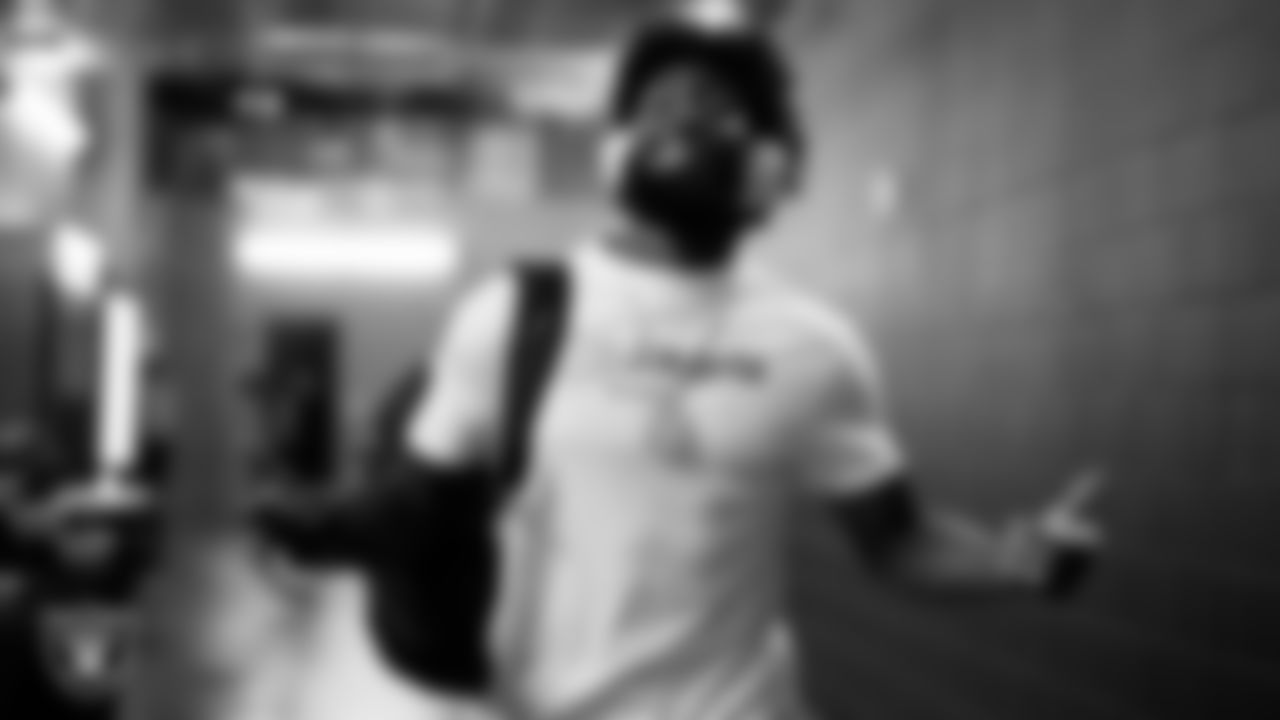 Las Vegas Raiders cornerback Nate Hobbs (39) arrives to the regular season home game against the Arizona Cardinals at Allegiant Stadium.