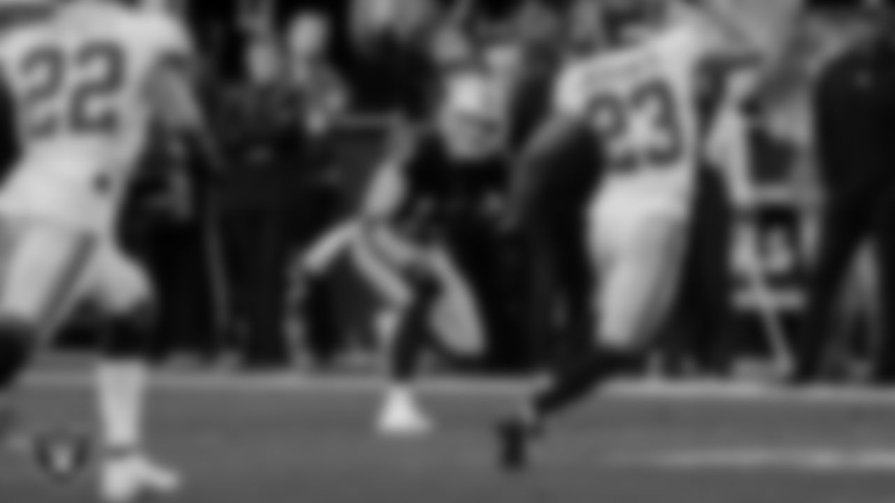 Las Vegas Raiders wide receiver Hunter Renfrow (13) runs after making a catch during the regular season home game against the Washington Football Team.