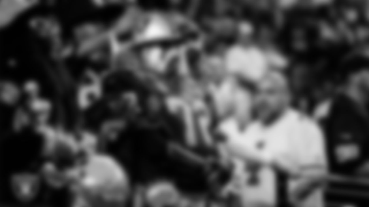 Fans before the Las Vegas Raiders' regular season home game against the Green Bay Packers at Allegiant Stadium.