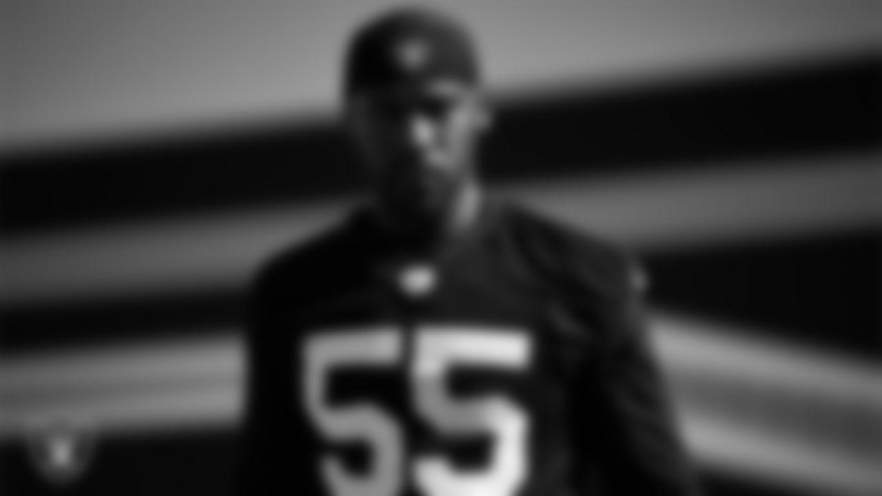 Las Vegas Raiders defensive end Chandler Jones (55) on the field for practice at 2023 Training Camp at Intermountain Health Performance Center.
