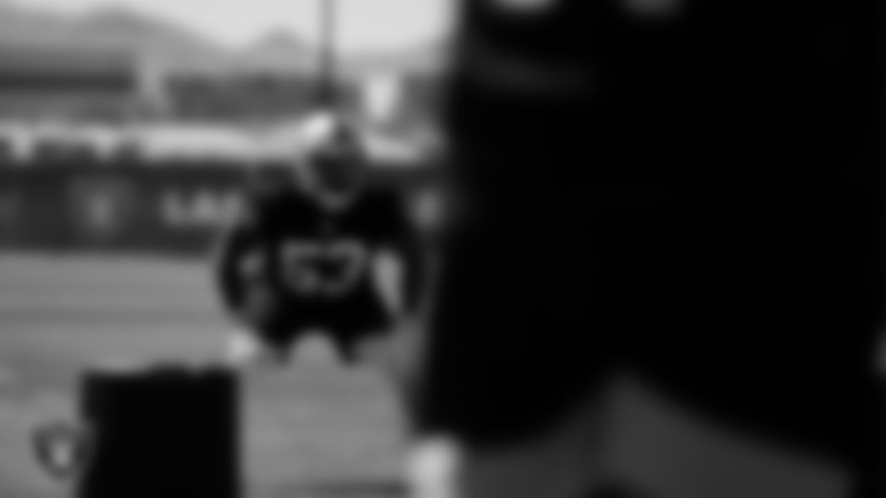 Las Vegas Raiders linebacker Justin March-Lillard (53) during Day Three of 2022 Veteran Minicamp.