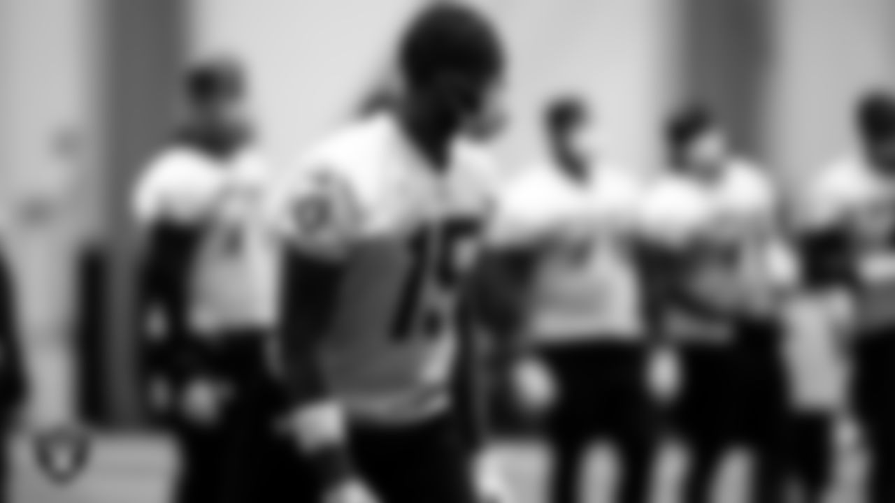 Las Vegas Raiders wide receiver Nelson Agholor (15) during practice.