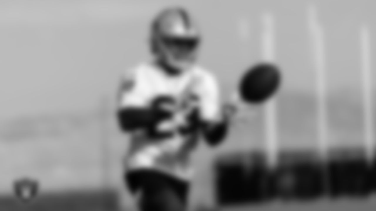 Las Vegas Raiders defensive back Damarious Randall (23) on the field for practice at 2020 Training Camp.