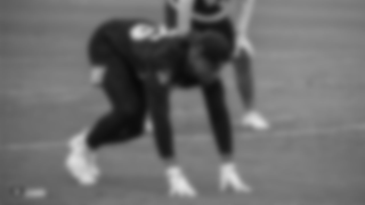 Raiders defensive end Quinton Bell (95) at an Organized Team Activity (OTA) at the Raiders Practice Facility in Alameda, Calif.