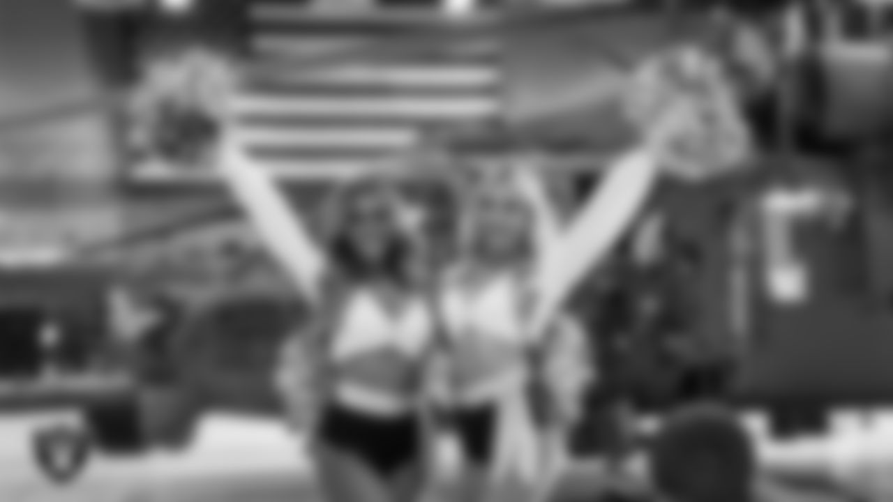 Raiderettes Bree and Madison at Nellis Air Force Base for Operation Donut Drop.