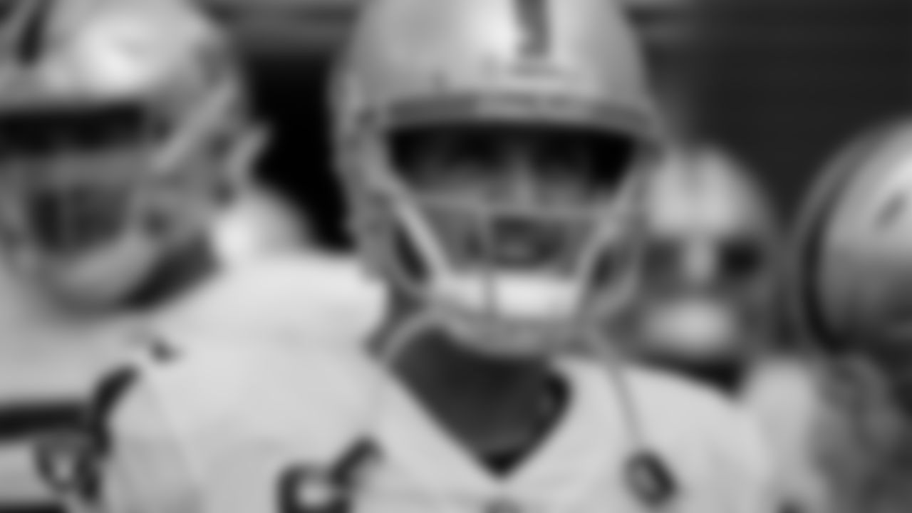 Las Vegas Raiders quarterback Derek Carr (4) waits to take the field before the regular season away game against the Jacksonville Jaguars at TIAA Bank Field.