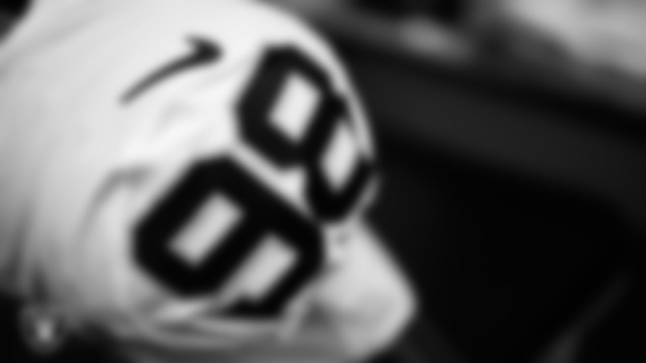 Las Vegas Raiders defensive end Maxx Crosby's (98) pads in the locker room prior to the Raiders' arrival for their regular season away game against the New Orleans Saints at Caesars Superdome.
