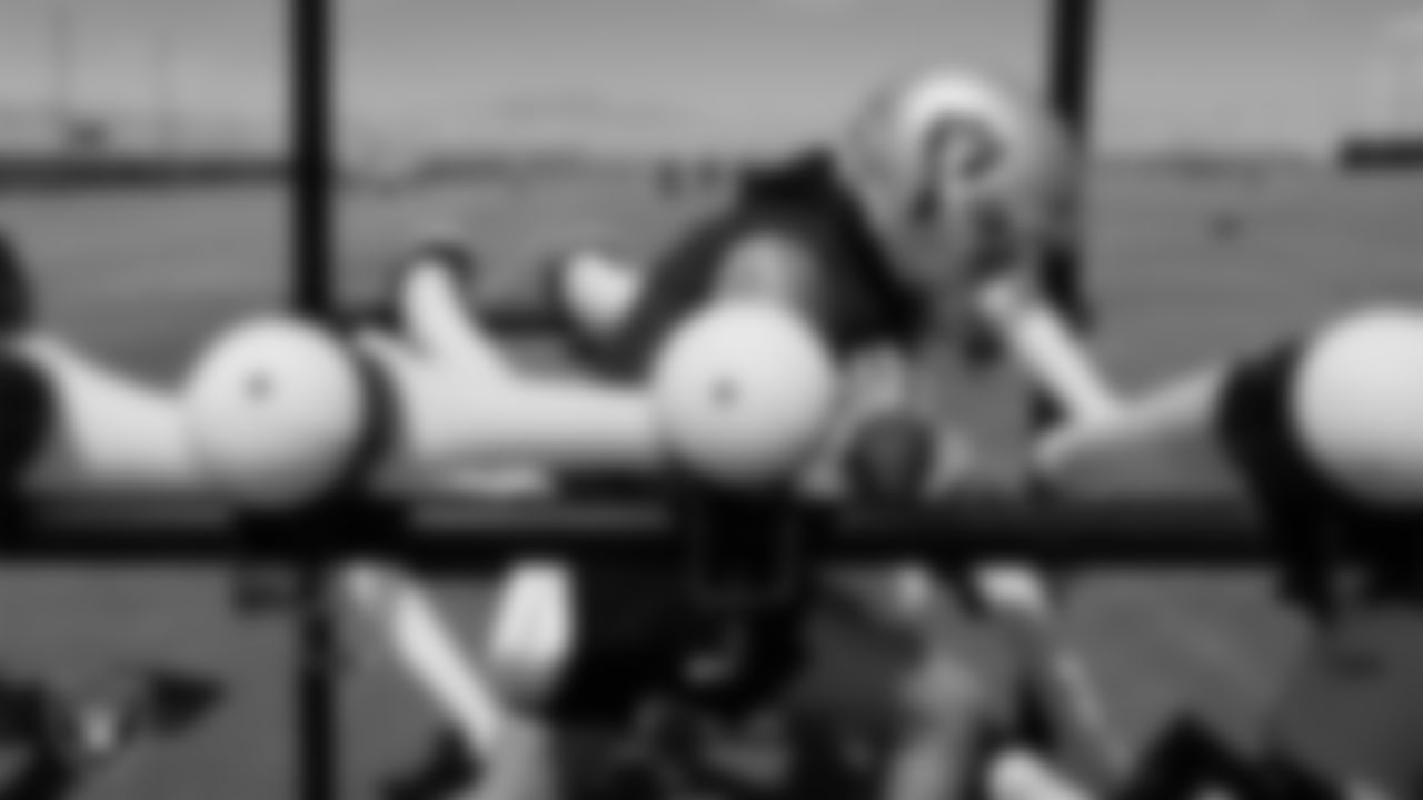 Las Vegas Raiders quarterback Derek Carr (4) at an Organized Team Activity (OTA).