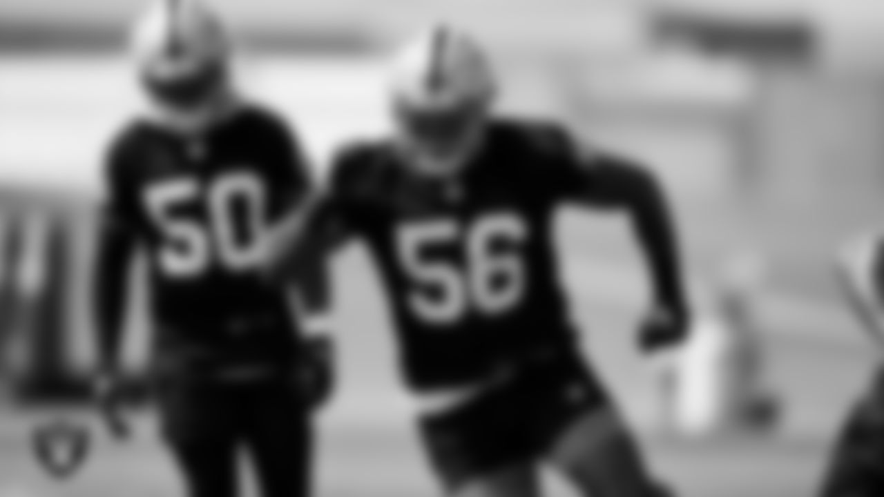 Las Vegas Raiders defensive end Gerri Green (56) during Day Two of 2022 Veteran Minicamp.