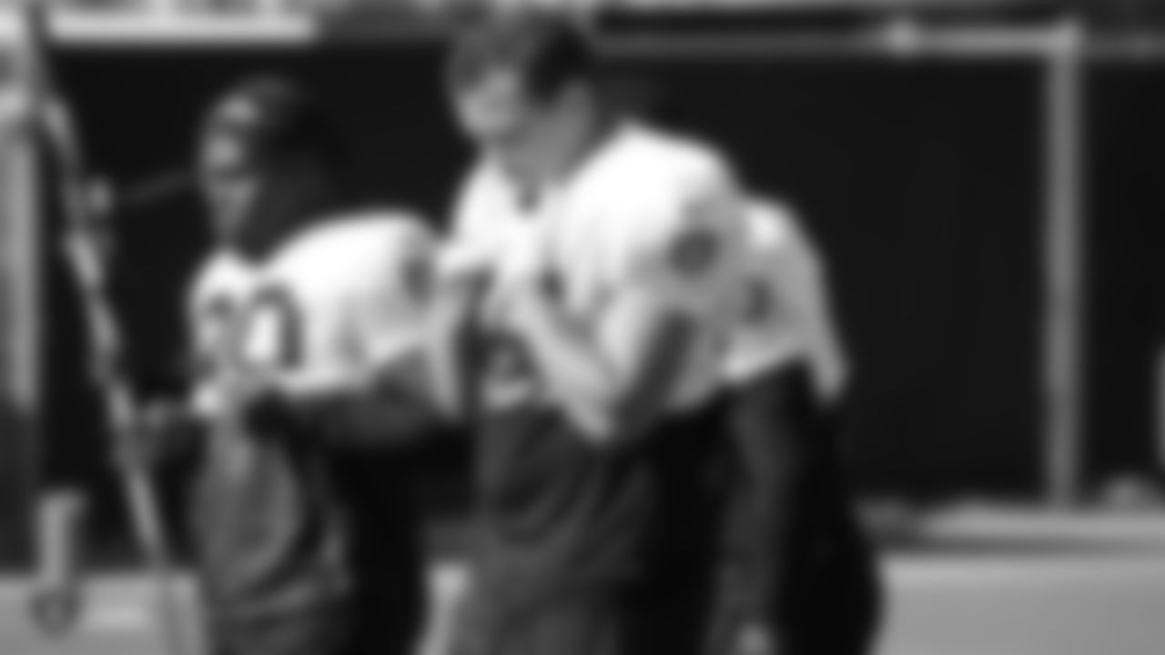 Raiders fullback Alec Ingold (45) stands on the field during practice.