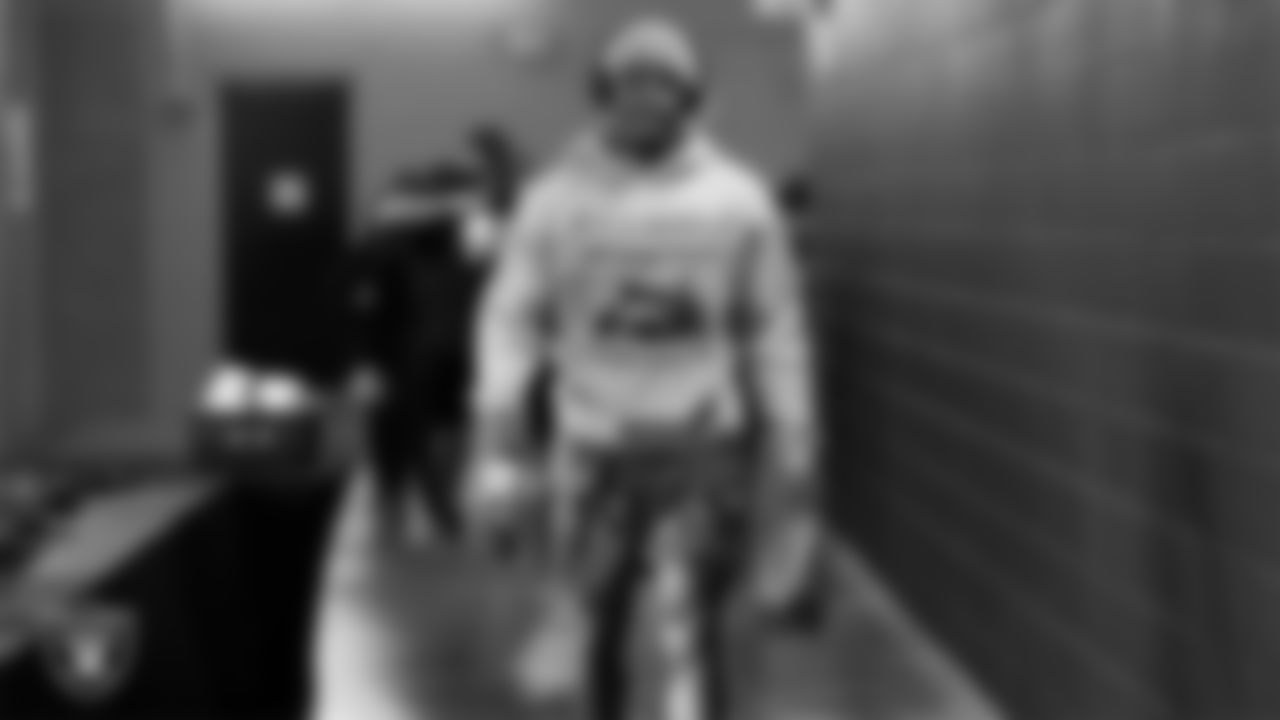 Las Vegas Raiders linebacker Marquel Lee (55) arrives to the regular season home game against the Philadelphia Eagles.
