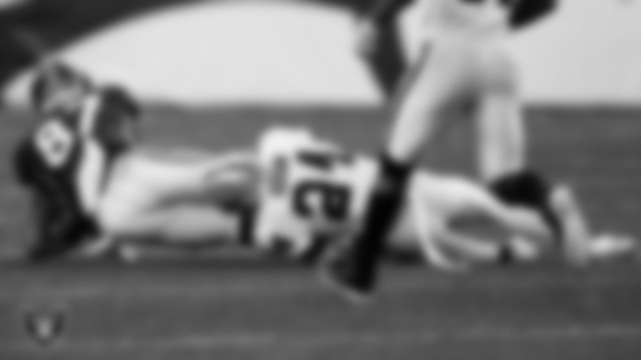 Las Vegas Raiders safety Johnathan Abram (24) makes a tackle during the regular season away game against the Denver Broncos.
