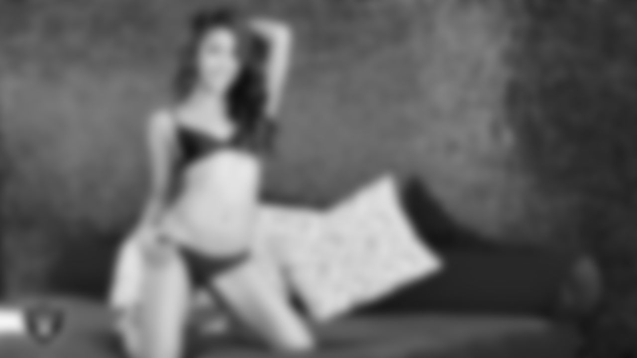 Raiderette Lisa poses for the 2021 Raiderettes Swimsuit Photoshoot at Mandalay Resort and Casino.