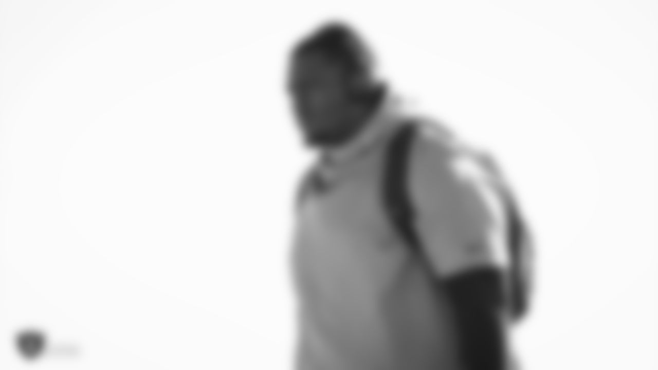 Raiders guard Lester Cotton Sr. (67) departs for the game against the Denver Broncos.