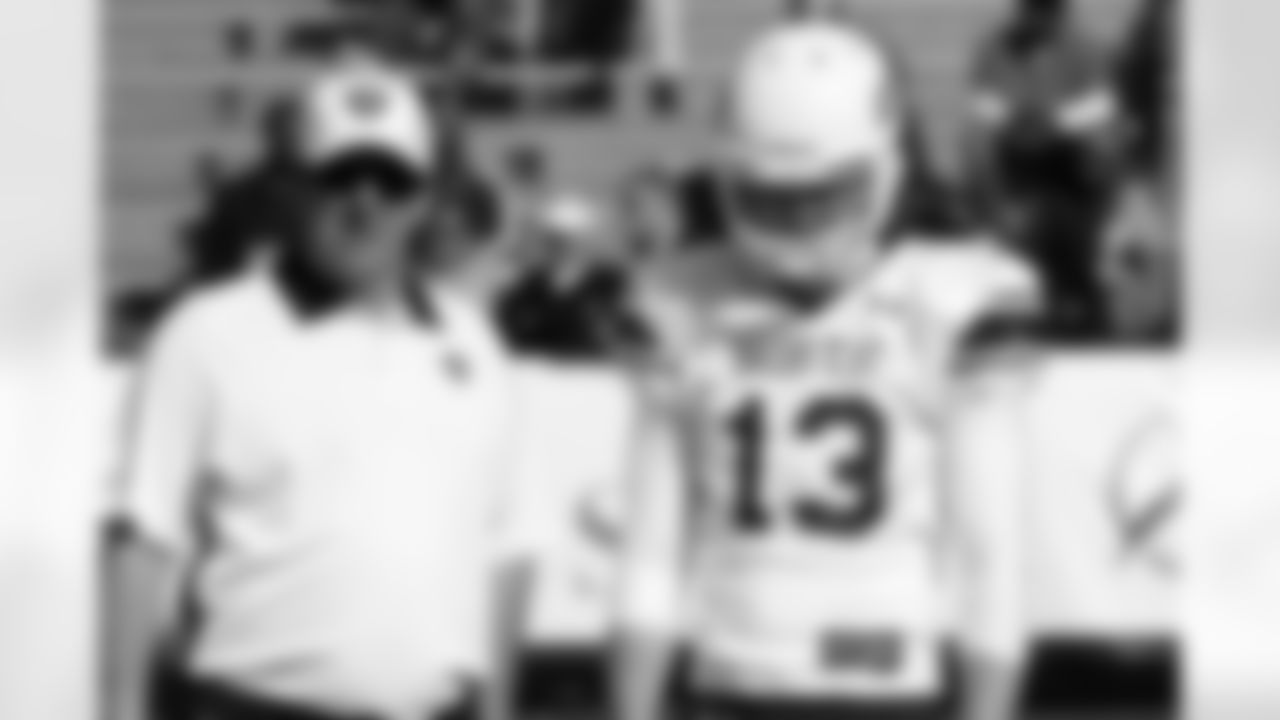 Special teams coordinator Bobby April and Oklahoma State K Quinn Sharp.
