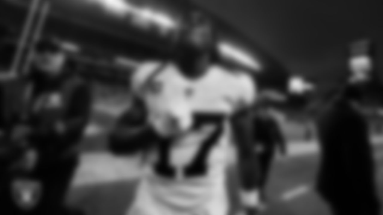 Las Vegas Raiders wide receiver Davante Adams (17) heads to the locker rooms after the regular season game against the Seattle Seahawks at Lumen Field.