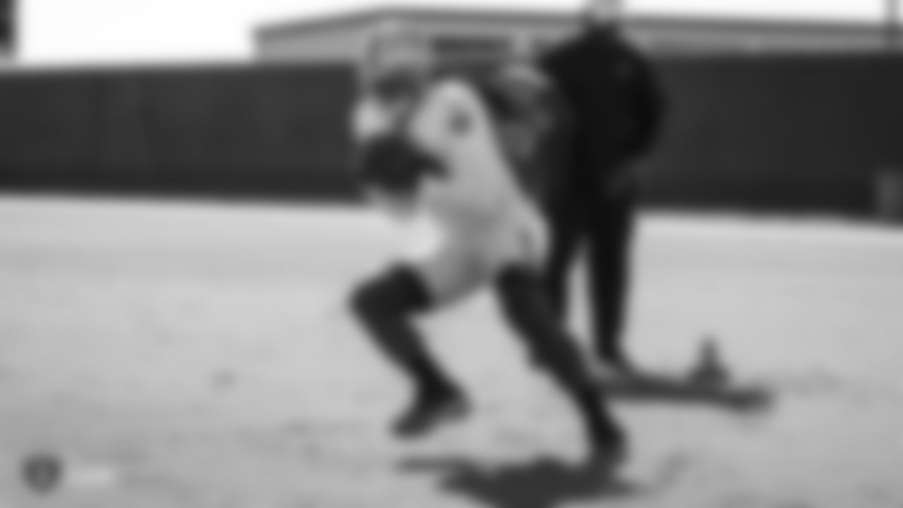 Raiders wide receiver/return specialist Dwayne Harris (17) makes a catch during practice.