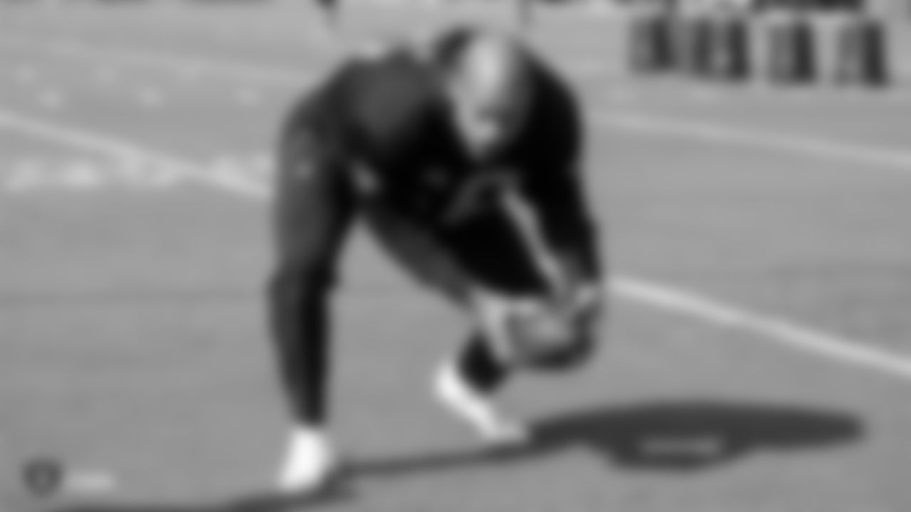 Raiders linebacker Kyle Wilber (58) at a workout during phase two of the offseason program at the Raiders Practice Facility, in Alameda, Calif.