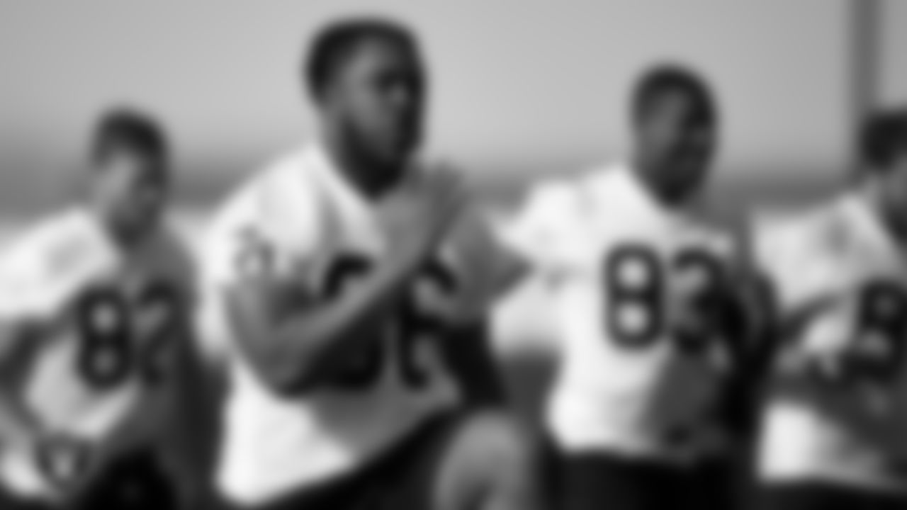 Las Vegas Raiders guard Dylan Parham (66) at a workout during phase two of the offseason program.