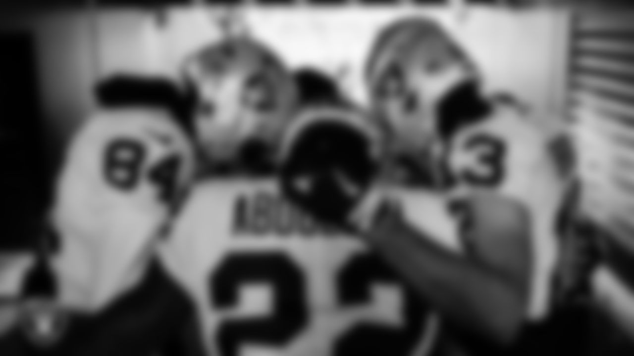 The Las Vegas Raiders returners huddle in the tunnel before the regular season away game against the Pittsburgh Steelers at Acrisure Stadium.
