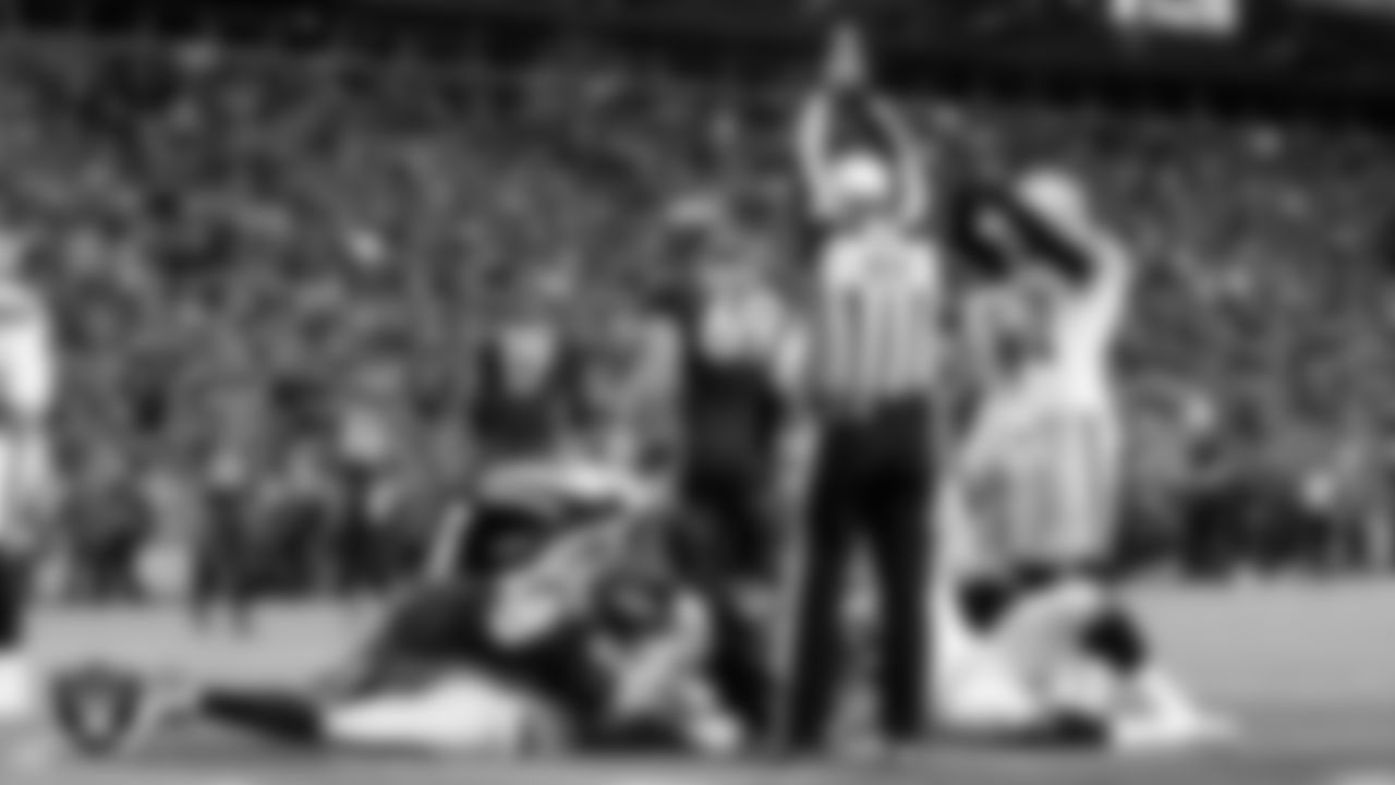 The Raiders record a safety during the regular season game against the Denver Broncos at Sports Authority Field At Mile High, Sunday, December 13, 2015, in Denver, Colo.
