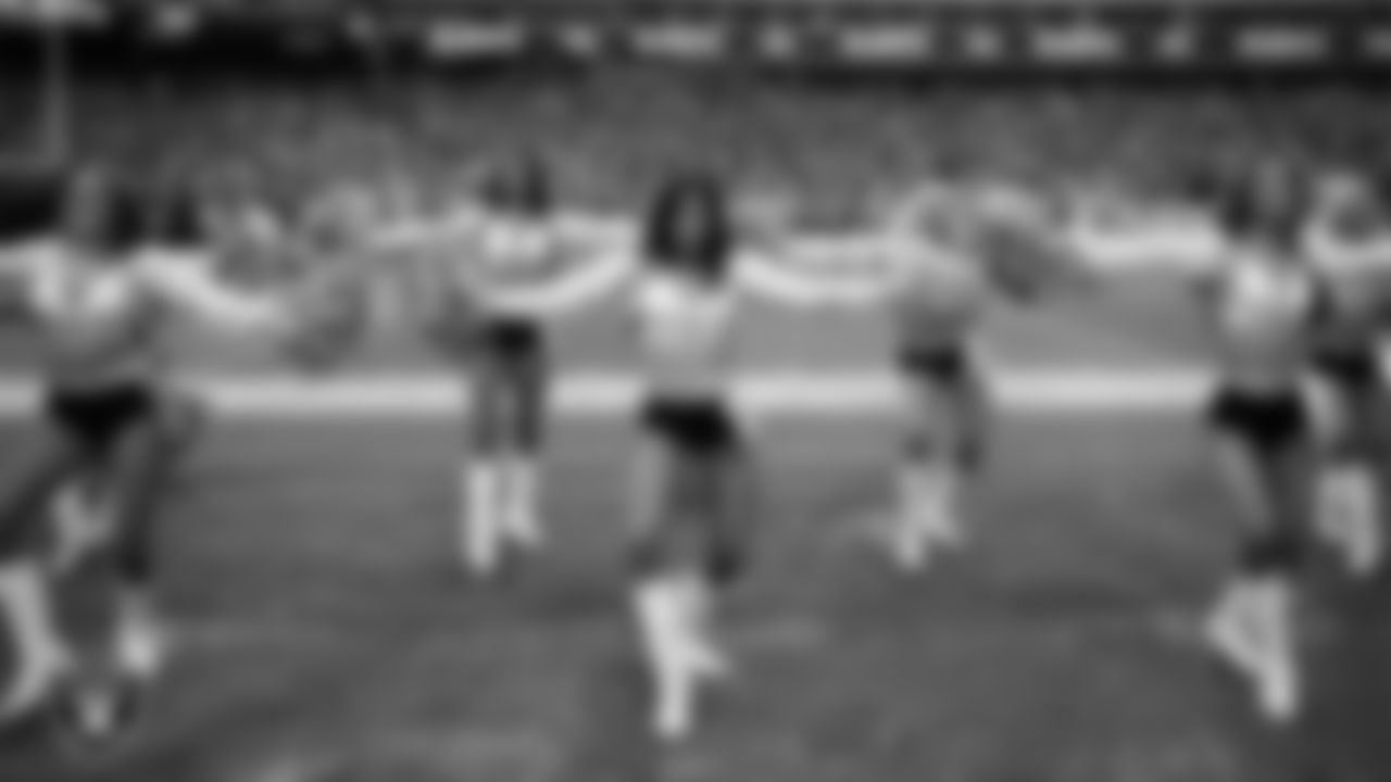 Raiderette Nicola performs on the sidelines during the regular season home game against the Chicago Bears.