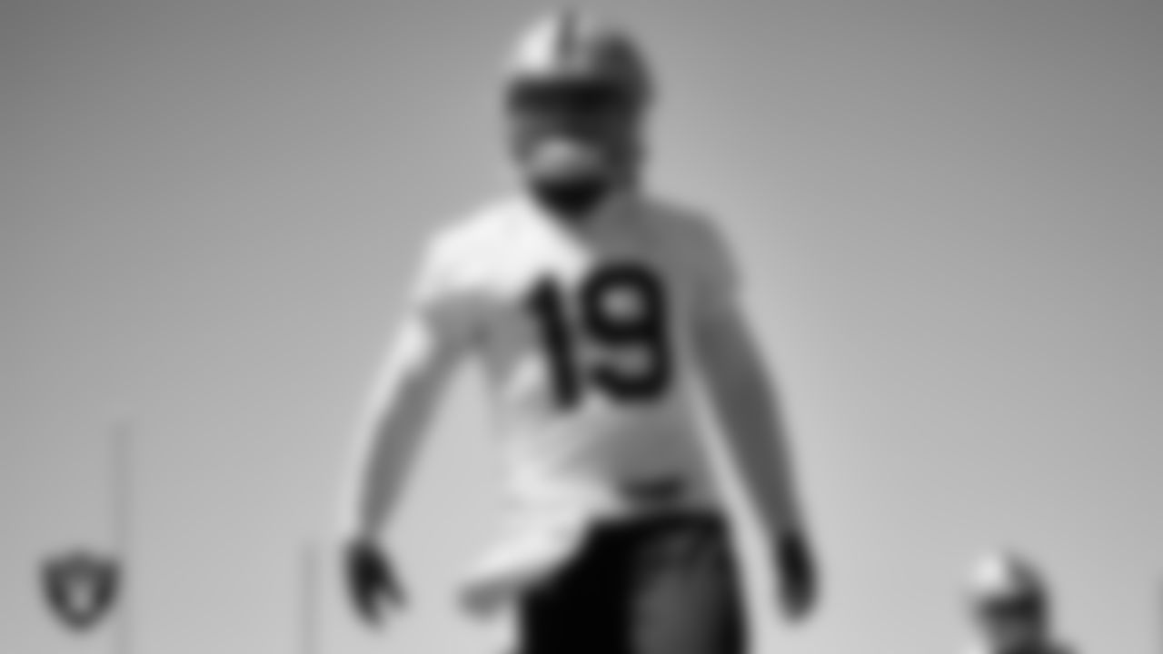 Las Vegas Raiders wide receiver DJ Turner (19) at an Organized Team Activity (OTA).