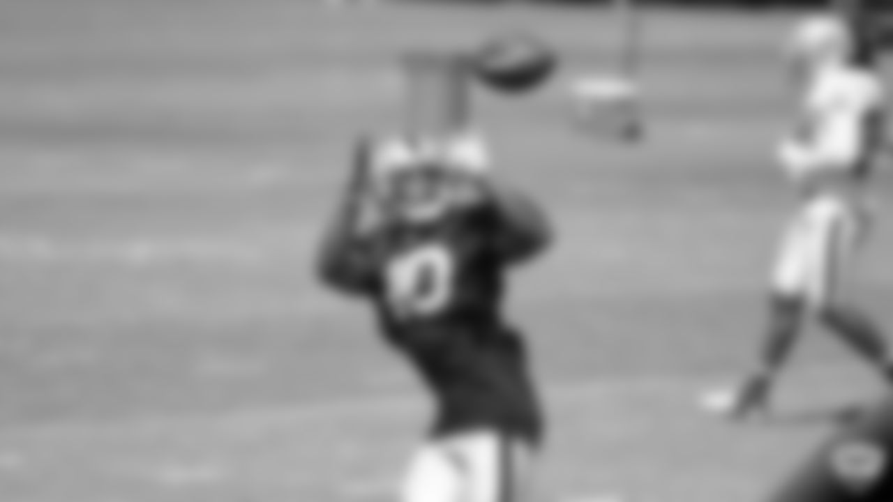 Raiders wide receiver Rico Gafford (10) on the field for practice at 2019 Training Camp.