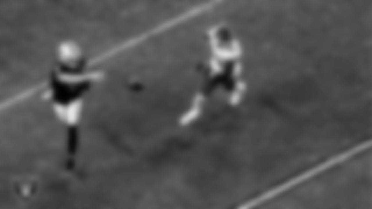 Las Vegas Raiders quarterback Derek Carr (4) passes during the regular season home game against the Kansas City Chiefs.