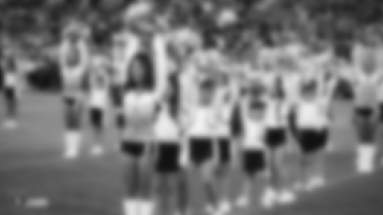 The Raiderettes and Junior Raiderettes perform on the field before The Oakland Raiders game against the Green Bay Packers at Oakland-Alameda County Coliseum, Friday, August 24, 2018, in Oakland, Calif. The Oakland Raiders won 13-6.