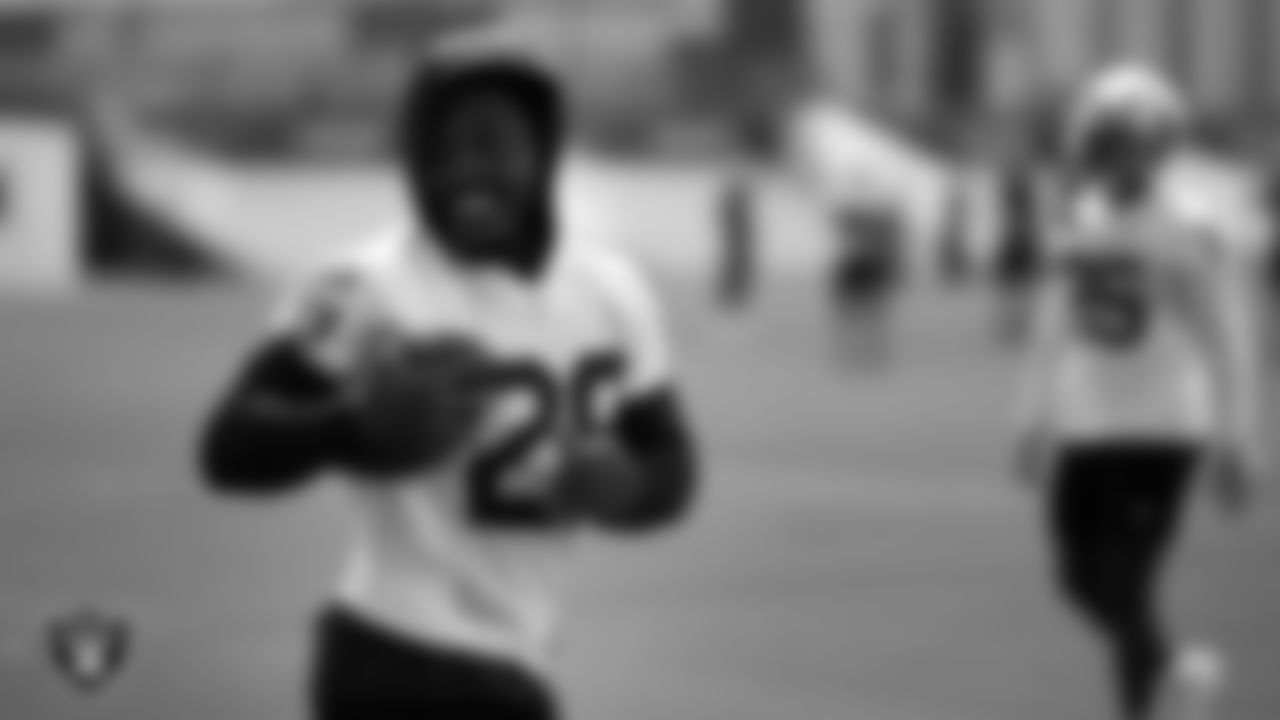 Las Vegas Raiders running back Josh Jacobs (28) during practice at Intermountain Healthcare Performance Center.