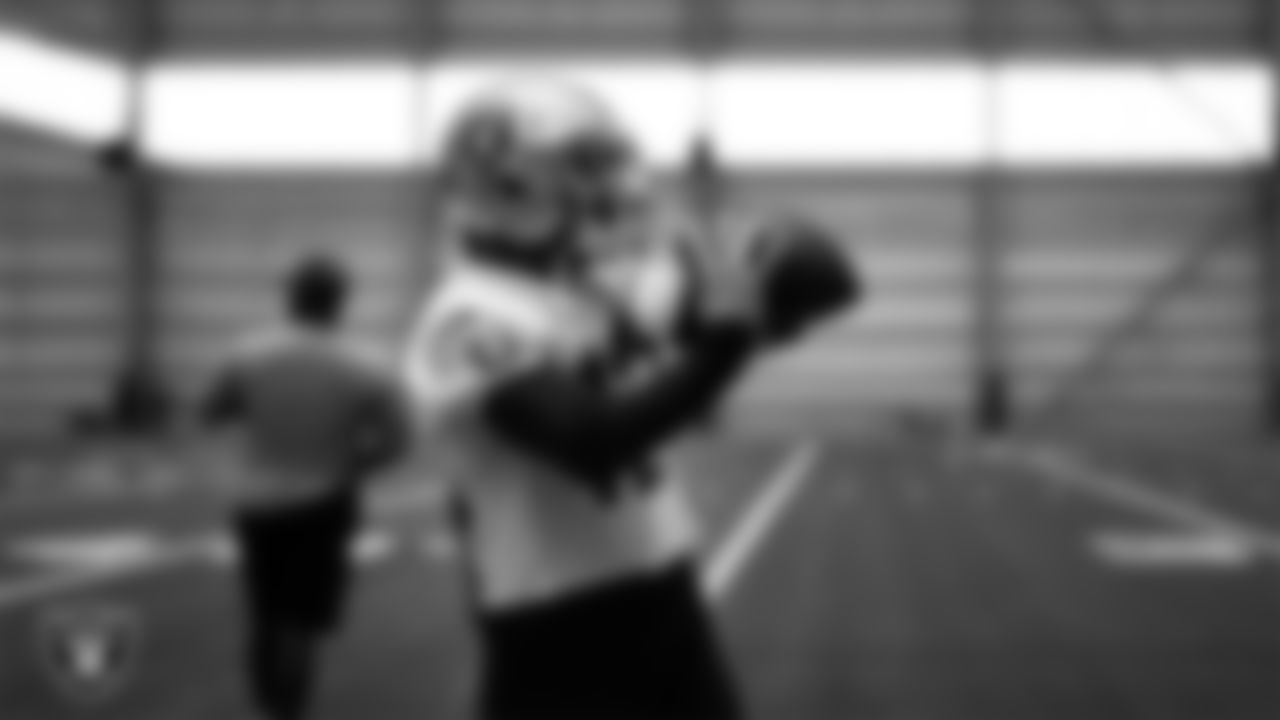 Las Vegas Raiders wide receiver Justin Hall (12) at Mandatory Minicamp.
