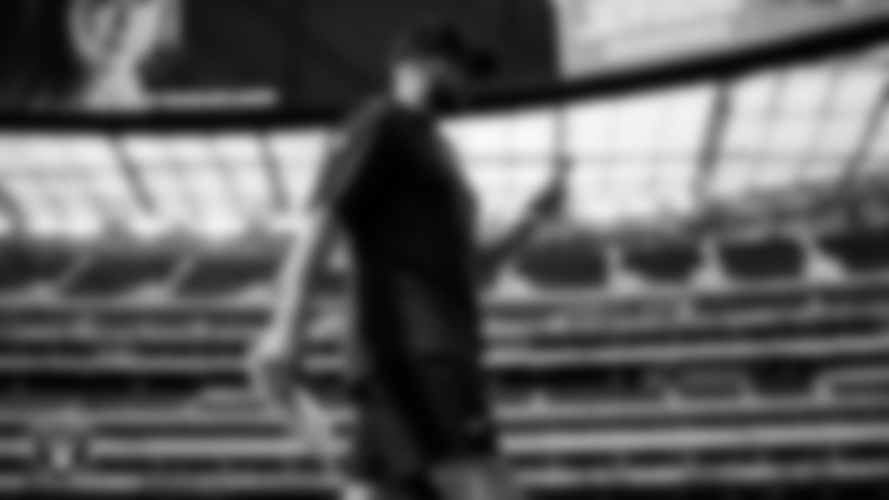 Las Vegas Raiders quarterback Brian Hoyer (7) warming up before the regular season away game against the Los Angeles Chargers at SoFi Stadium.