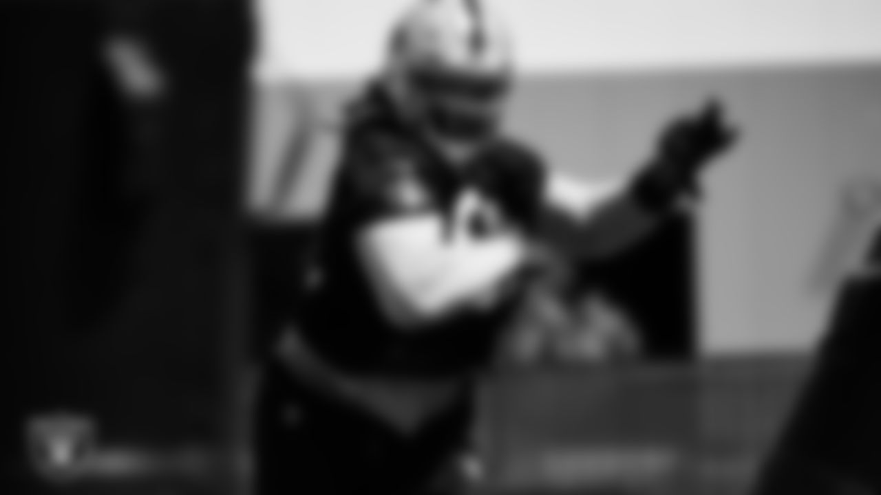 Las Vegas Raiders defensive end Kendal Vickers (93) at an Organized Team Activity (OTA).