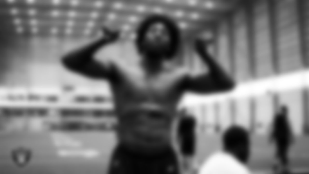 Las Vegas Raiders cornerback Nate Hobbs (39) during phase one of the offseason program at Intermountain Healthcare Performance Center.