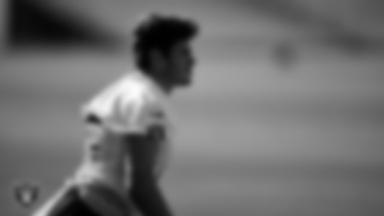 Las Vegas Raiders wide receiver Dillon Stoner (16) at a workout during phase two of the offseason program.