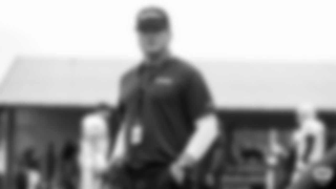 Raiders head coach Jon Gruden on the field for practice at 2019 Training Camp.