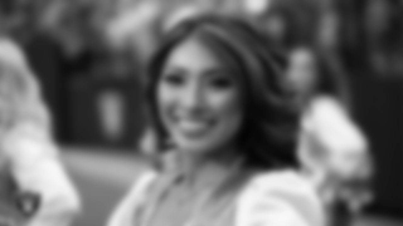 Raiderette Katsura on the sidelines during the regular season home game against the Chicago Bears.