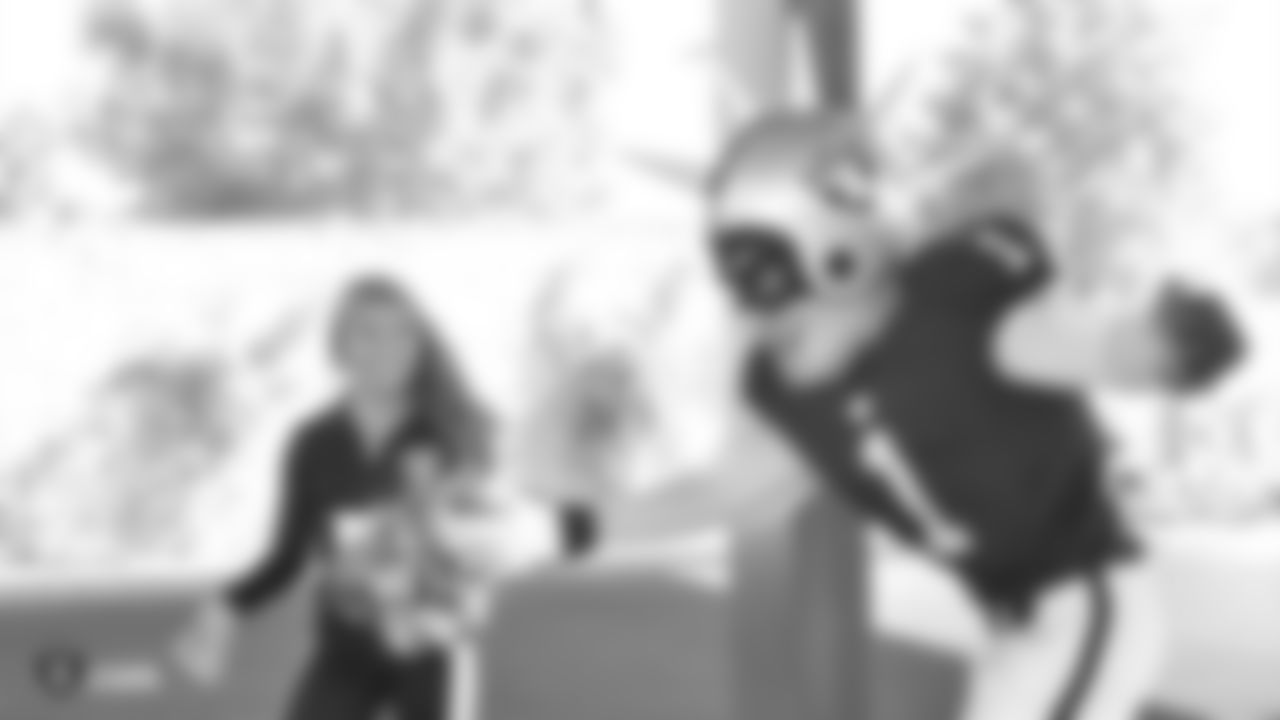 The Raiders, represented by alumnus Chris McLemore and the Raiderettes, help remodel the Ronald McDonald House Charities playroom (RMHC) and give the RMHC van a facelift for families and children receiving inpatient and outpatient medical treatment at local hospitals who live more than 30 miles outside the Greater Las Vegas Area, Tuesday, October 30, 2018, in Las Vegas, Nevada.