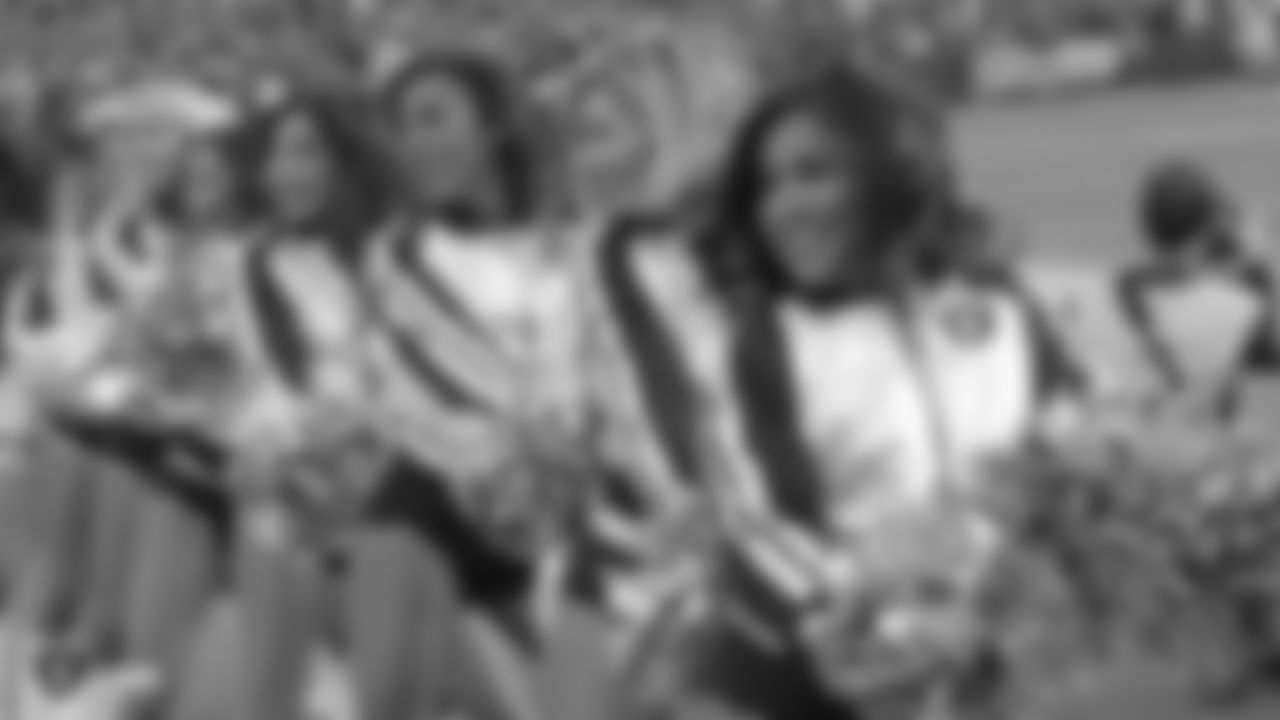 The Raiderettes on the sidelines at the Oakland Raiders game against the Pittsburgh Steelers at Oakland-Alameda County Coliseum, Sunday, December 9, 2018, in Oakland, Calif. The Oakland Raiders won 24-21.