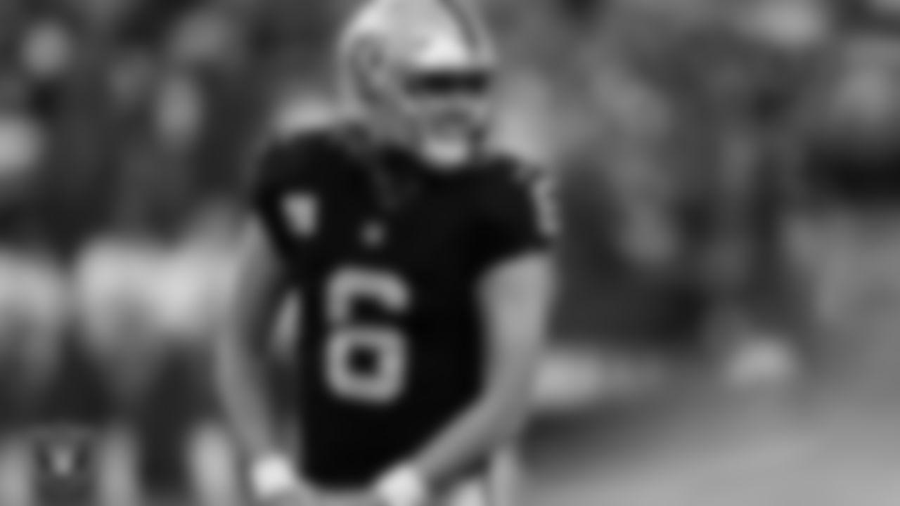 Las Vegas Raiders punter AJ Cole (6) after punting during the regular season home game against the Kansas City Chiefs at Allegiant Stadium.