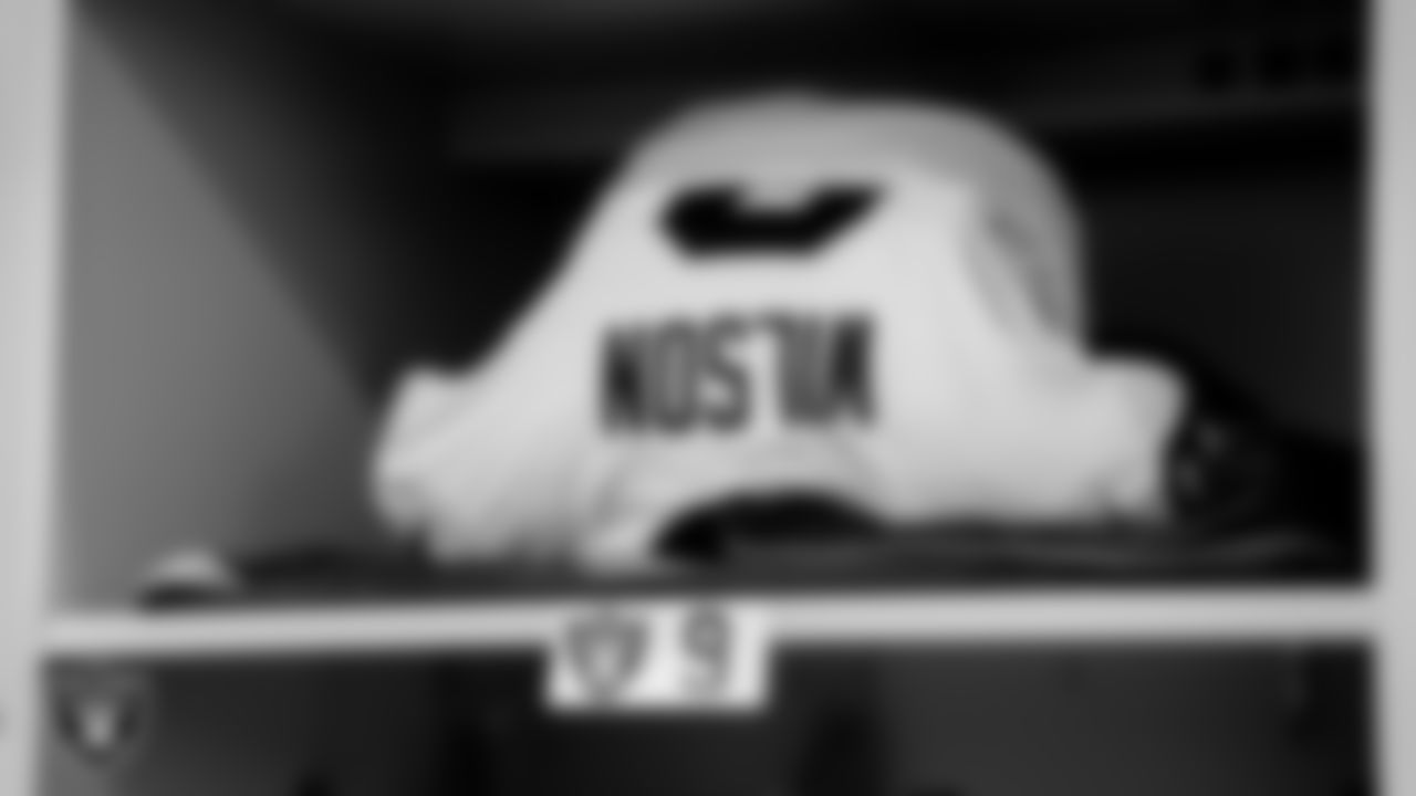 The locker room prior to the Las Vegas Raiders' arrival for their regular season away game against the Los Angeles Chargers at SoFi Stadium.