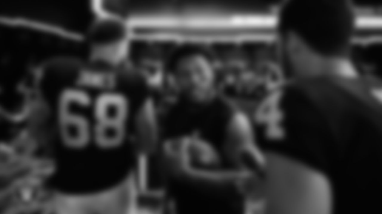 Las Vegas Raiders running back Josh Jacobs (28) in the locker room after the regular season home game against the Houston Texans at Allegiant Stadium.