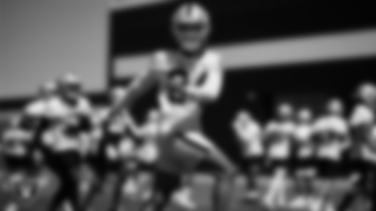Las Vegas Raiders wide receiver Tyron Johnson (84) at an Organized Team Activity (OTA).